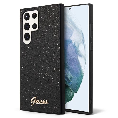 Guess PC/TPU Glitter Flakes Metal Logo Samsung S918 Galaxy S23 Ultra (2023) hátlapvédõ tok fekete (GUHCS23LHGGSHK)