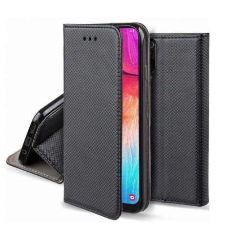 Smart magnet Samsung A015 Galaxy A01 (2020) oldalra nyíló mágneses könyv tok szilikon belsõvel fekete