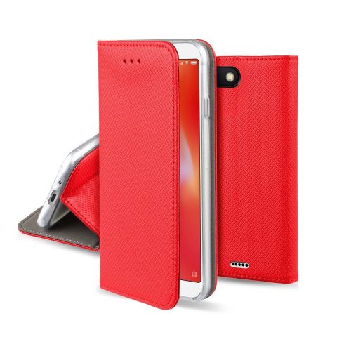Smart magnet Xiaomi Redmi 10 / Redmi Note 11 4G oldalra nyíló mágneses könyv tok szilikon belsővel piros