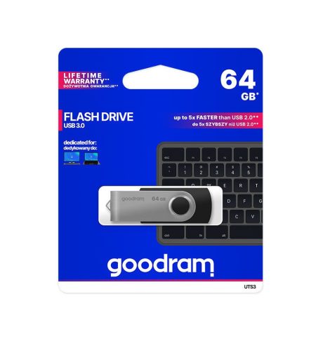 Goodram 64GB USB 3.0 fekete pendrive Artisjus matricával - UTS3-0640K0R11