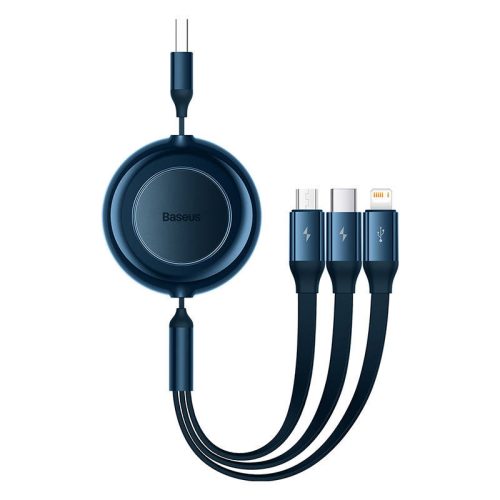 Baseus Bright Mirror 2, 3 az 1-ben Mikro USB / Lightning / USB-C kábel, 3.5 A, 1.1 m (kék)