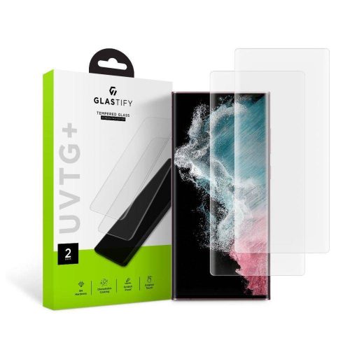 Edzett üveg 5D UV Samsung Galaxy S22 Ultra Glastify UVTG+ 2 csomag