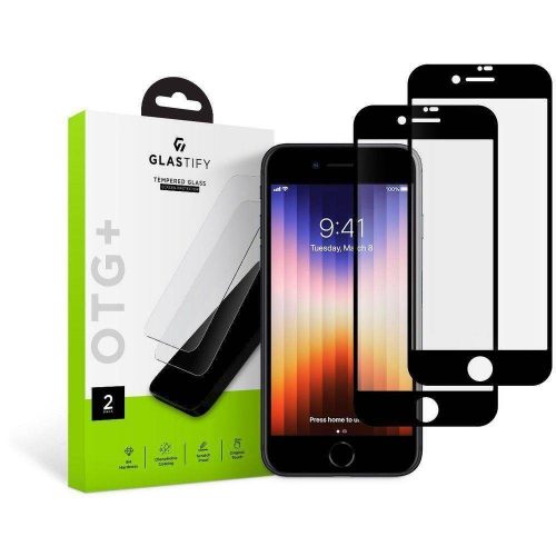 Edzett üveg Iphone SE 2022 / SE 2020 / 7/8 Glastify Otg+ 2 csomagos fekete