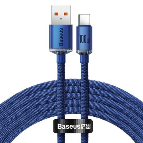 Baseus Crystal Shine Kábel USB to USB-C|100W|2m Kék