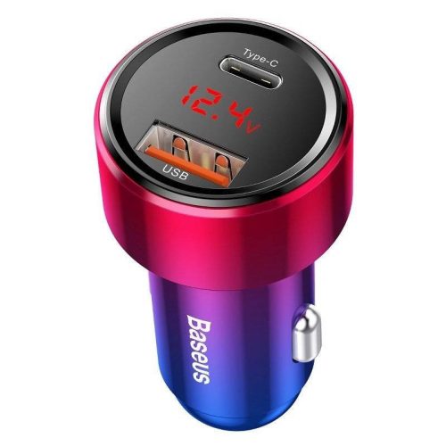 Baseus Magic Autós Töltő USB + USB-C QC 4.0  PD 45W Piros+Kék