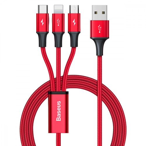 Baseus Kábel Rapid 3 in 1 - USB - Micro USB, Lightning, Type C - 3,5A 1,2 m (CAJS000009) piros