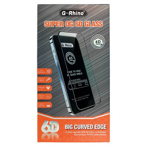 G-Rhino Full Glue 6D Edzett üveg IPHONE 11 PRO MAX fekete - 10 PACK