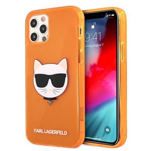 Eredeti faCeplate Tok Karl Lagerfeld KLHCP12MCHTRO Iphone 12 / 12 Pro orange Átlátszó Fluo