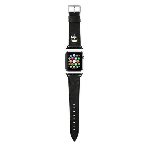 WatCh szíj az Apple WatCh Szilikonhoz Karl Lagerfeld SAFFIANO KH 42/44mm KLAWLOKHK Fekete