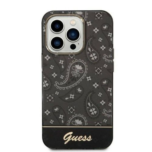Eredeti faCeplate Tok Guess GUHCP14LHGBNHK Iphone 14 Pro (EleCtro Cam Paisley / Fekete)