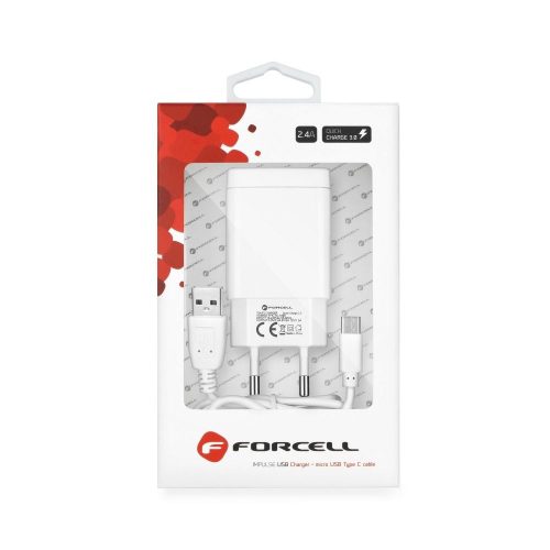 Forcell utazási töltő C típusú USB-sCket kel - 2,4A 18W QuiCk Charge 3.0 funCtion funkcióval
