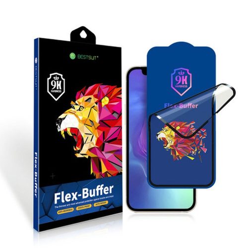 Bestsuit Flex-Buffer Hybrid Üveg 5D antibaCterial Biomaster bevonattal Apple Iphone 14 Pro Max Fekete