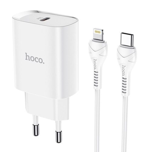HOCO Töltő Type C PD20W Gyors Töltő Smart Töltő Kábel iPhone Lightning 8-pin N14 Fehér