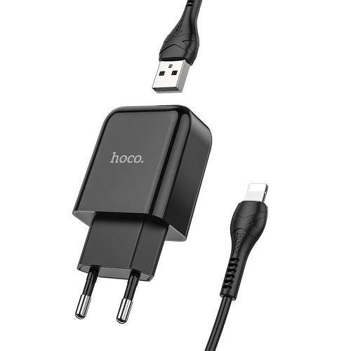 Hoco travel Charger USB + kábel Lightning 8 tűs 2A N2 Vigour Fekete