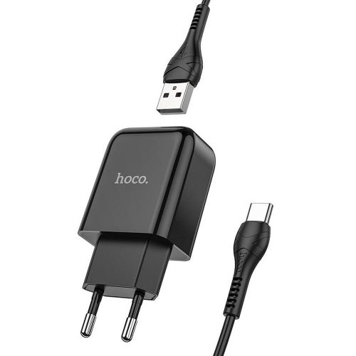 HOCO Töltő USB + Kábel Type C 2A N2 Vigour Fekete