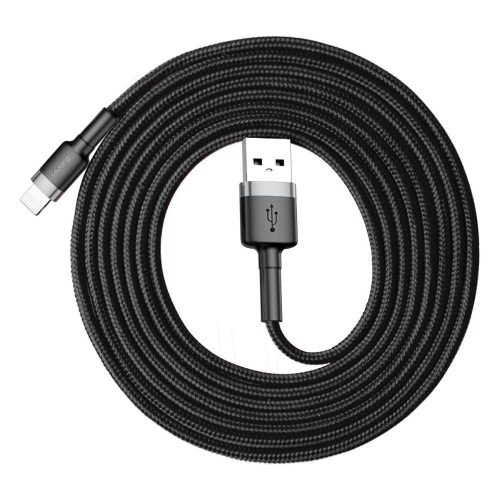 Baseus Cafule kábel USB Iphone Lightning 8 tűs 2A CALKLF-R09 3m Szürke-Fekete