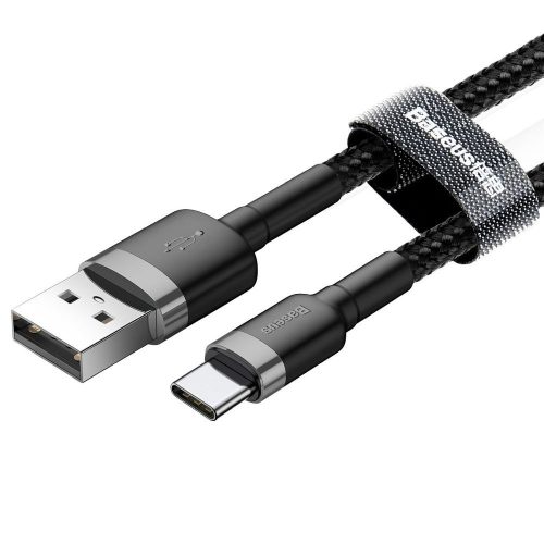 BASEUS Kábel USB Cafule to Type C 2A CATKLF-UG1 3m Szürke-Fekete